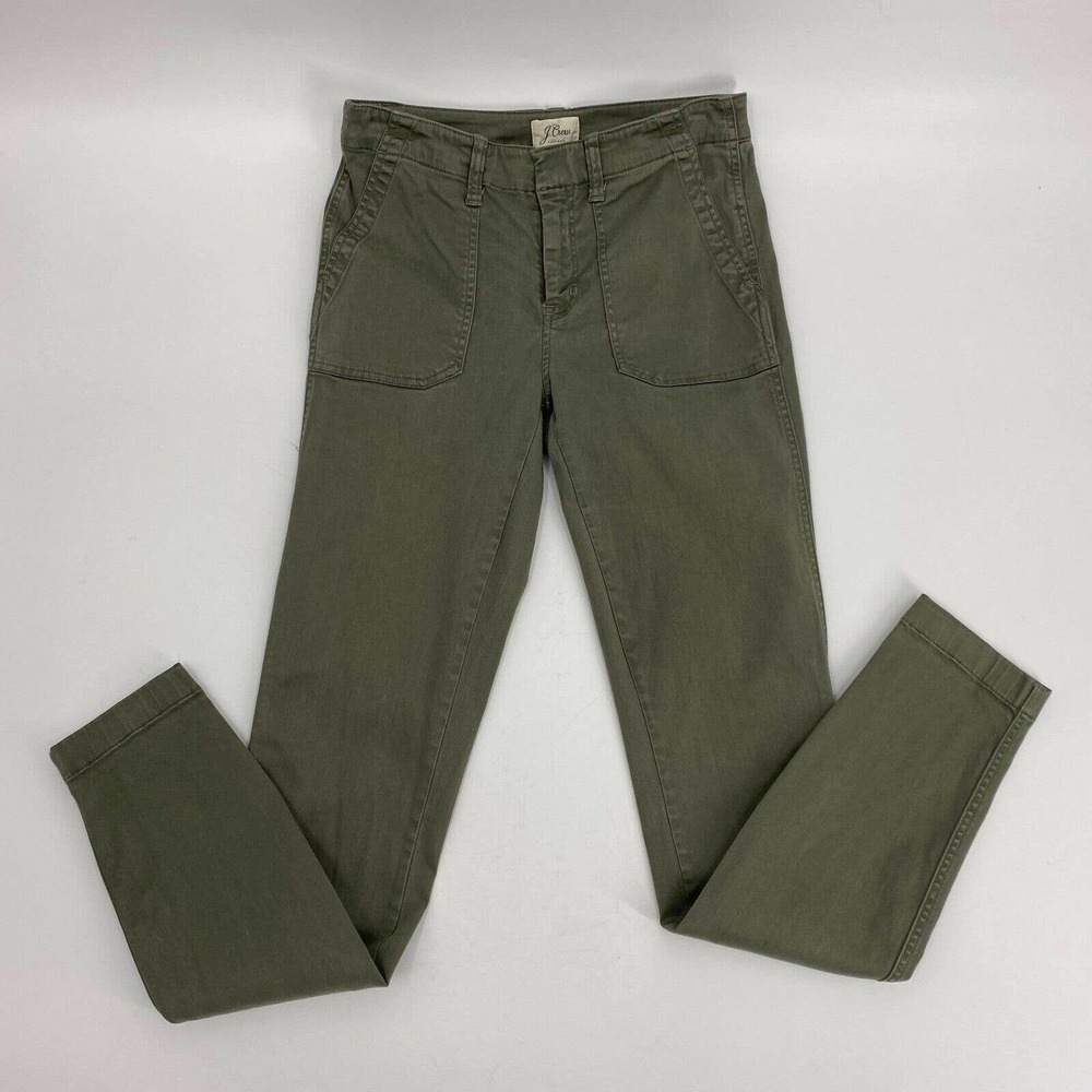 J.Crew 9" Cargo Toothpick Pants Skinny Fatigue Green Sz 26T Tall